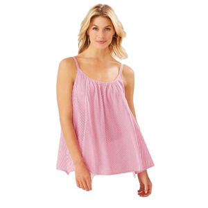 Tommy Bahama Palm Cove Pink Striped Cami Tunic Top Medium Adjustable Coastal